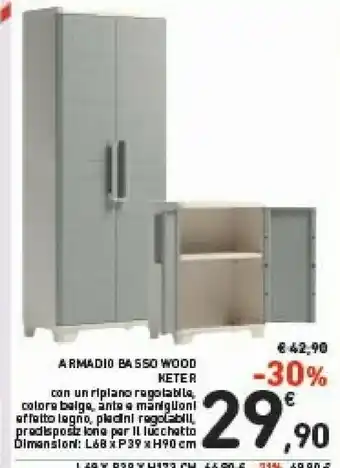 Conad Armadio Basso Wood Keter offerta