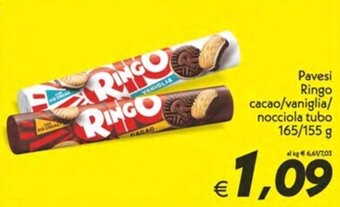Iper Super Conveniente Pavesi Ringo cacao/vaniglia/ nocciola tubo 165/155 g offerta