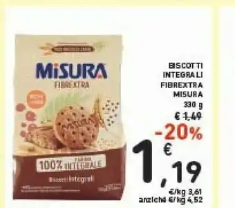Conad Misura Misura - Fibrextra Biscotti Integrali Cacao e Avena 300 g(ml) offerta