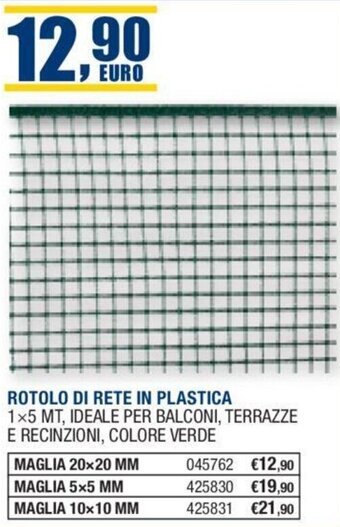 ROTOLO DI RETE IN PLASTICA 1x5 MT