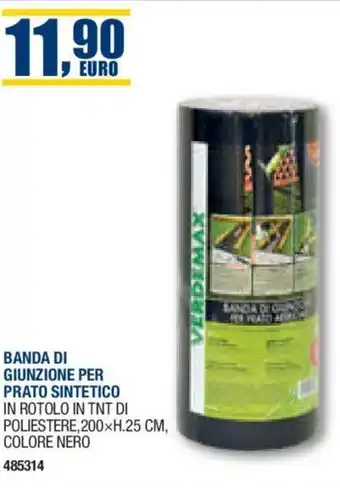 Bricofer BANDA DI GIUNZIONE PER PRATO SINTETICO IN ROTOLO IN TNT DI POLIESTERE, 200xH.25 CM offerta