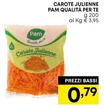 Borello Supermercati CAROTE JULIENNE PAM QUALITÀ PER TE g 200 offerta