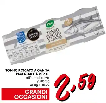TONNO PESCATO A CANNA PAM QUALITÀ PER TE all'olio di oliva g 80 x 3
