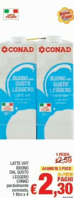 Conad Conad - Latte Fresco Parzialmente Scremato Gusto Leggero 1000 G(ml) offerta