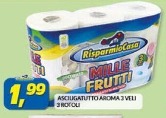 Risparmio Casa ASCIUGATUTTO AROMA 3 VELI 3 ROTOLI offerta