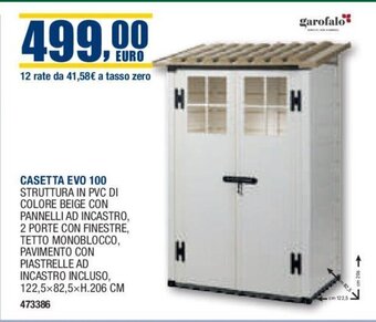 Bricofer CASETTA EVO 100CASETTA EVO 100 122,5x82,5xH.206 CM offerta