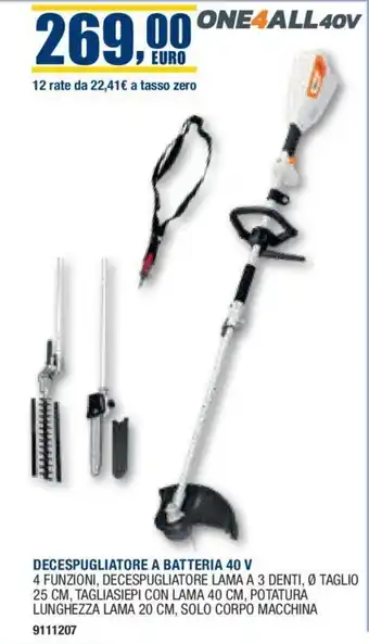 Bricofer ONE4ALL40V DECESPUGLIATORE A BATTERIA 40 V offerta