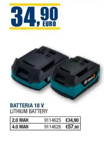 Bricofer BATTERIA 18 V LITHIUM BATTERY 2.0 MAH offerta