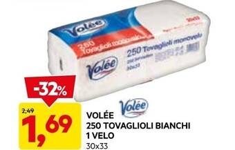 DPiù Volee 250 tovaglioli bianchi 1 velo offerta