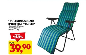 DPiù Poltrona sdraio imbottita madrid offerta
