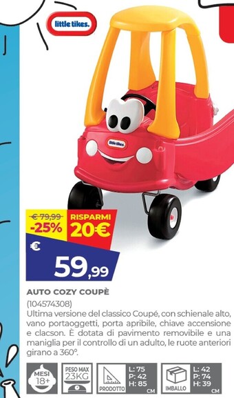 Toys Center Little tikes auto cozy coupe offerta