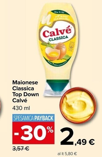 Carrefour Market Calvè maionese classica top down offerta