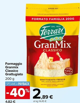 Carrefour Market Ferrari formaggio granmix classico grattugiato offerta