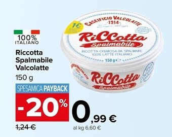 Carrefour Market Caseificio valcolatte riccotta spalmabile offerta
