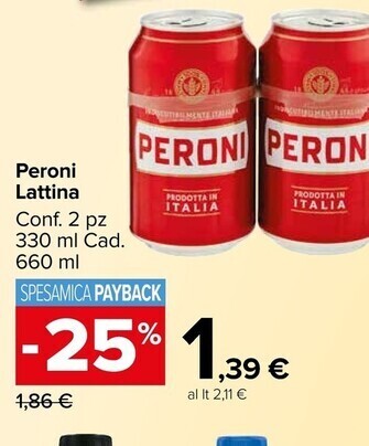 Carrefour Market Peroni lattina offerta
