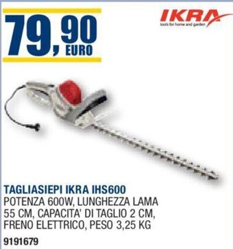 Bricofer TAGLIASIEPI IKRA IHS600 POTENZA 600W offerta