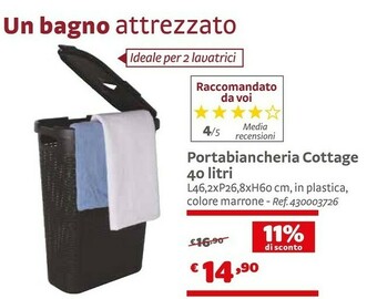 Bricocenter Portabiancheria Cottage 40 Litri offerta
