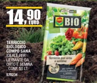 TERRICCIO BIOLOGICO COMPO SANATERRICCIO BIOLOGICO COMPO SANA IDEALE PER LE PIANTE DA ORTO E SEMINA , CONF. 50 LT CONF. 50 LT