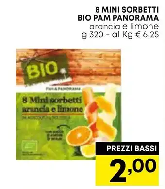 Borello Supermercati 8 MINI SORBETTI BIO PAM PANORAMA arancia e limone g 320 offerta