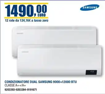 Bricofer CONDIZIONATORE DUAL SAMSUNG 9000+12000 BTU CLASSE A++/A+ offerta