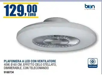 Bricofer PLAFONIERA A LED CON VENTILATORE 40W offerta