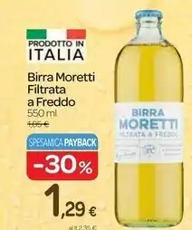Carrefour Express Moretti birra filtrata a freddo offerta