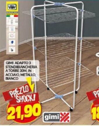 Risparmio Casa GIMI ADAPTO 3 STENDIBIANCHERIA A TORRE 30M, IN ACCIAIO, METALLO, BIANCO offerta