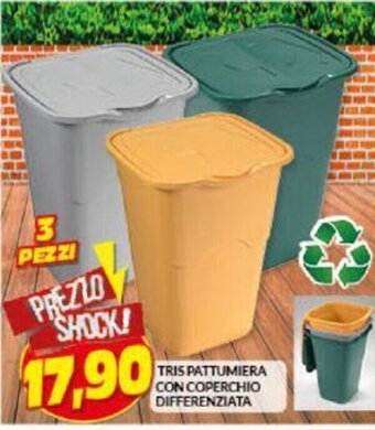 Risparmio Casa TRIS PATTUMIERA CON COPERCHIO DIFFERENZIATA offerta