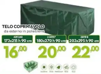 Orizzonte TELO COPRI TAVOLO da esterno in polietilene 173x215 h 90 cm offerta