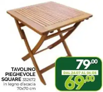 Orizzonte TAVOLINO PIEGHEVOLE SQUARE 70x70 cm offerta