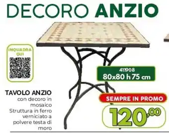 TAVOLO ANZIO 80 x 80 h 75 cm