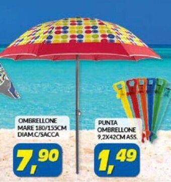 Risparmio Casa OMBRELLONE MARE 180/155CM DIAM.C/SACCA offerta