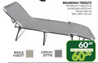 BRANDINA TRIESTE Struttura in alluminio anodizzato Ø 25 mm Senza tettino 190 x 58 h 40 cm