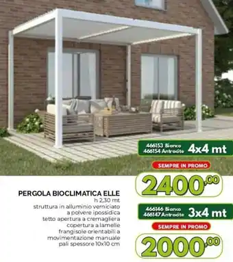 Orizzonte PERGOLA BIOCLIMATICA ELLE h 2,30 mt struttura in alluminio verniciato offerta
