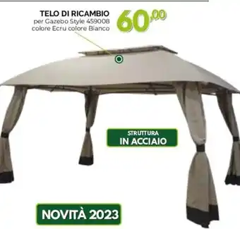 Orizzonte TELO DI RICAMBIO per Gazebo Style 459008 colore Ecru colore Bianco offerta