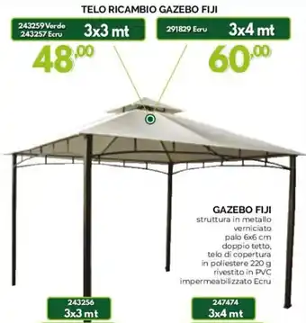 Orizzonte TELO RICAMBIO GAZEBO FIJI 3x3 mt, 291829 Ecru 3x4 mt offerta