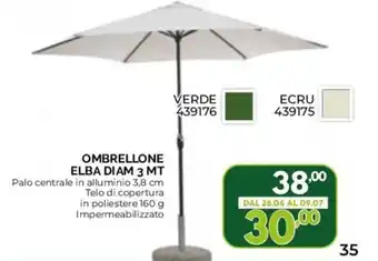 Orizzonte OMBRELLONE ELBA DIAM 3 MT offerta