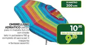 OMBRELLONE ADRIATICO 399326 palo in metallo 3,2 cm con snodo