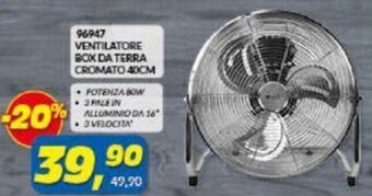VENTILATORE BOX DA TERRA CROMATO 40CM