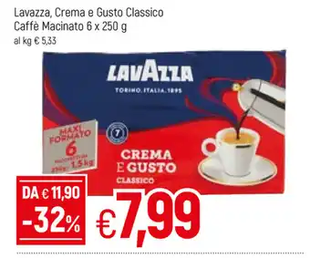 Famila Lavazza Crema e Gusto Classico Caffè Macinato 6x250g offerta