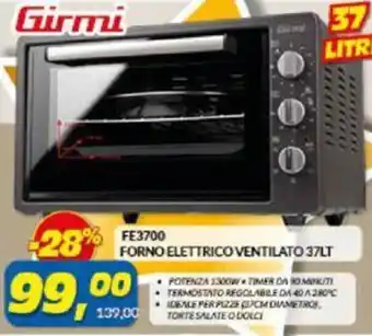 Risparmio Casa Girmi FE3700 FORNO ELETTRICO VENTILATO 37LT offerta