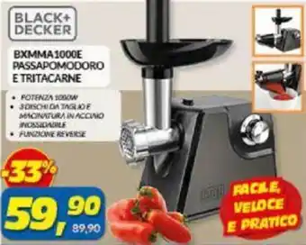 Risparmio Casa BLACK+ DECKER BXMMA 1000E PASSAPOMODORO E TRITACARNE offerta