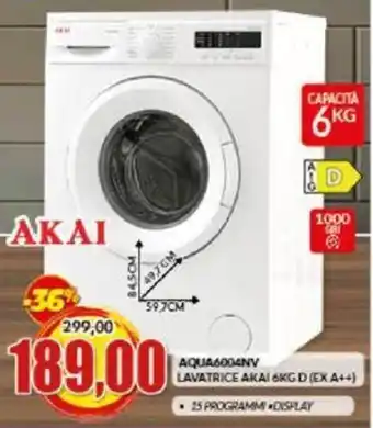 Risparmio Casa AKAI AQUA6004NV LAVATRICE AKAI 6KG D (EX A++) offerta