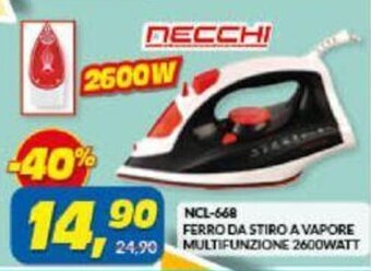 Risparmio Casa NECCHI NCL-668 FERRO DA STIRO A VAPORE MULTIFUNZIONE 2600WATT offerta