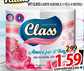 Il Genio Supermercato VIT CLASS CARTA IGIENICA 3 VELI 4 ROTOLI offerta