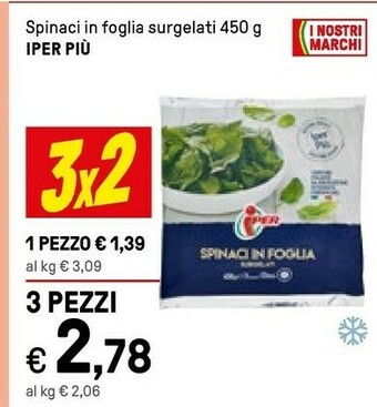 Iper La Grande Iper Piu Spinaci In Foglia Surgelati offerta