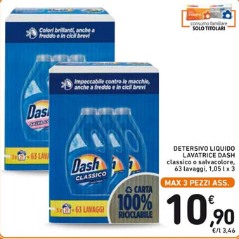 Spazio Conad DETERSIVO LIQUIDO LAVATRICE DASH 1,05 l x 3 offerta
