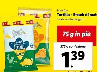 Lidl Snack day tortilla - snack di mais offerta