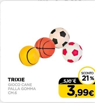 Arcaplanet Trixie - gioco cane palla gomma cm.6 offerta