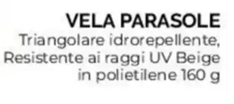 Orizzonte VELA PARASOLE Triangolare idrorepellente, Resistente ai raggi UV Beige in polietilene 160 g 5x5x5 mt offerta